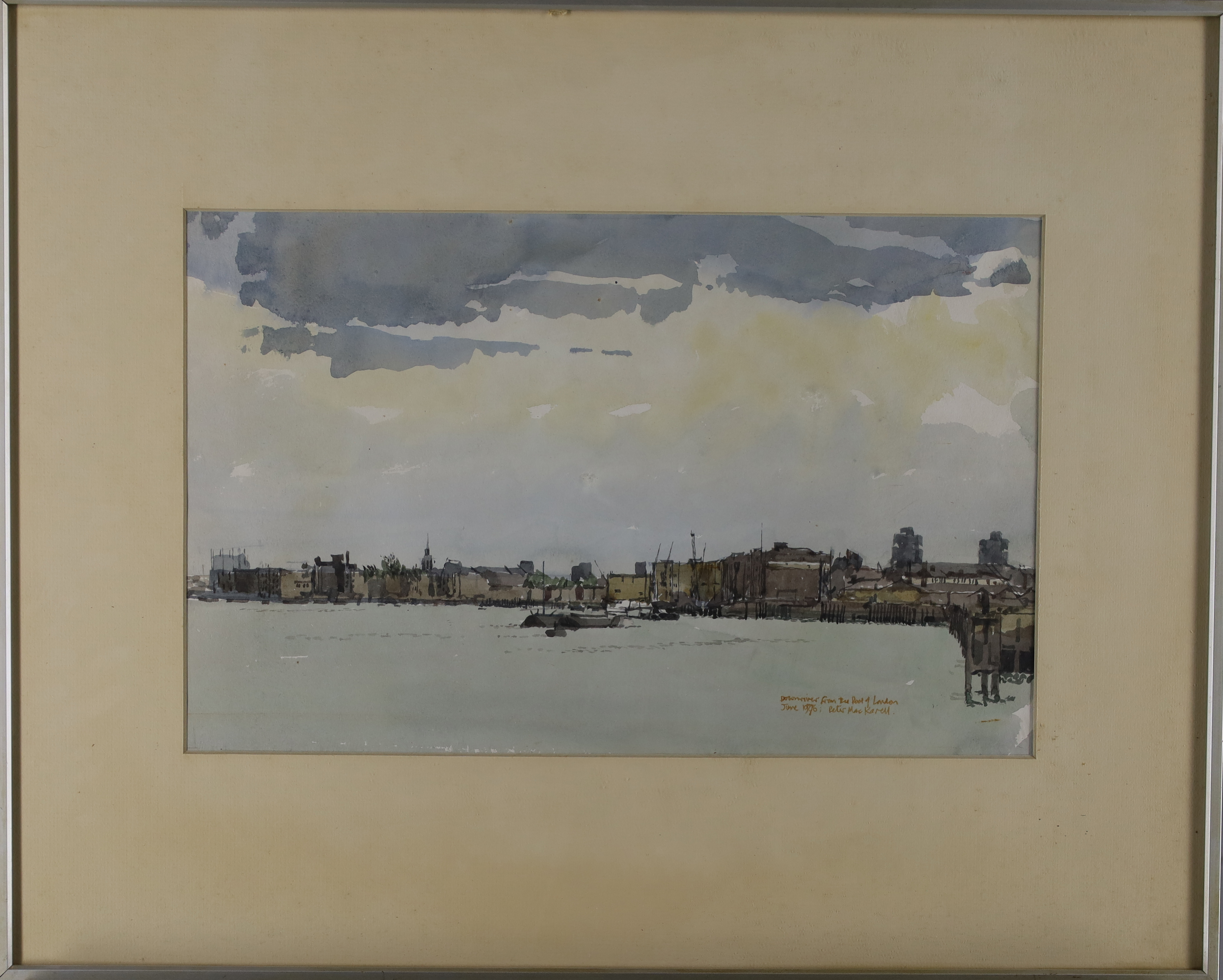 Peter MacKarell,  British 1933-1988 -  Down River from the Pool of London;  watercolour, signed... - Image 2 of 3