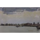Peter MacKarell,  British 1933-1988 -  Down River from the Pool of London;  watercolour, signed...