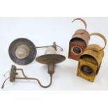 A pair of industrial cast iron wall lights, 20th century, each approx. 43cm long, 33cm high, toge...