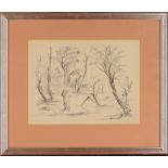 Hans Meid, German 1883-1957,  Untitled (Lovers in the Forest);  drypoint etching on wove,  sign...