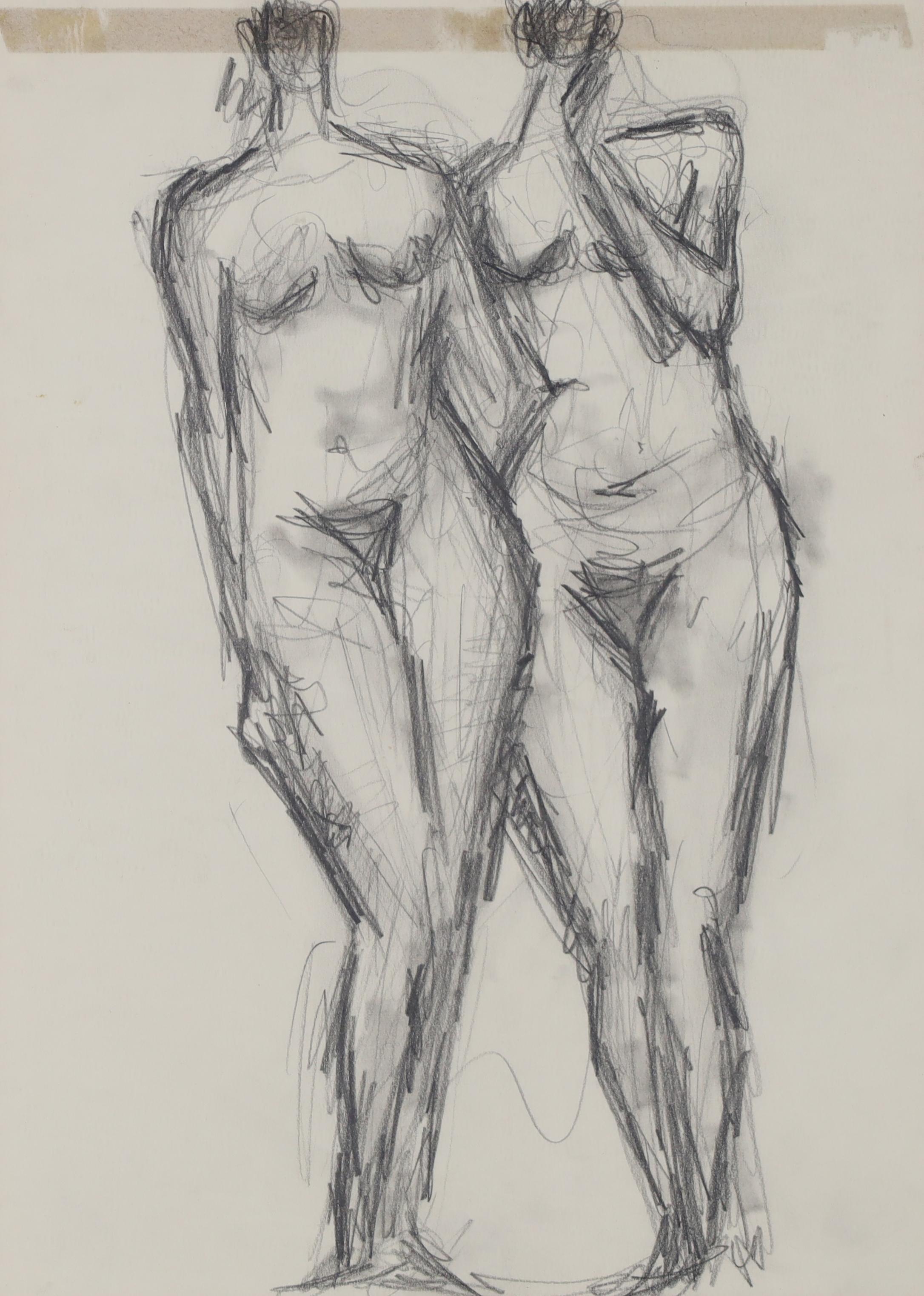 Fred Kormis,  British 1897-1986 -  Study of two female nudes;  charcoal on paper, 35.2 x 25 cm ...