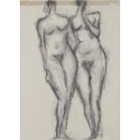 Fred Kormis,  British 1897-1986 -  Study of two female nudes;  charcoal on paper, 35.2 x 25 cm ...