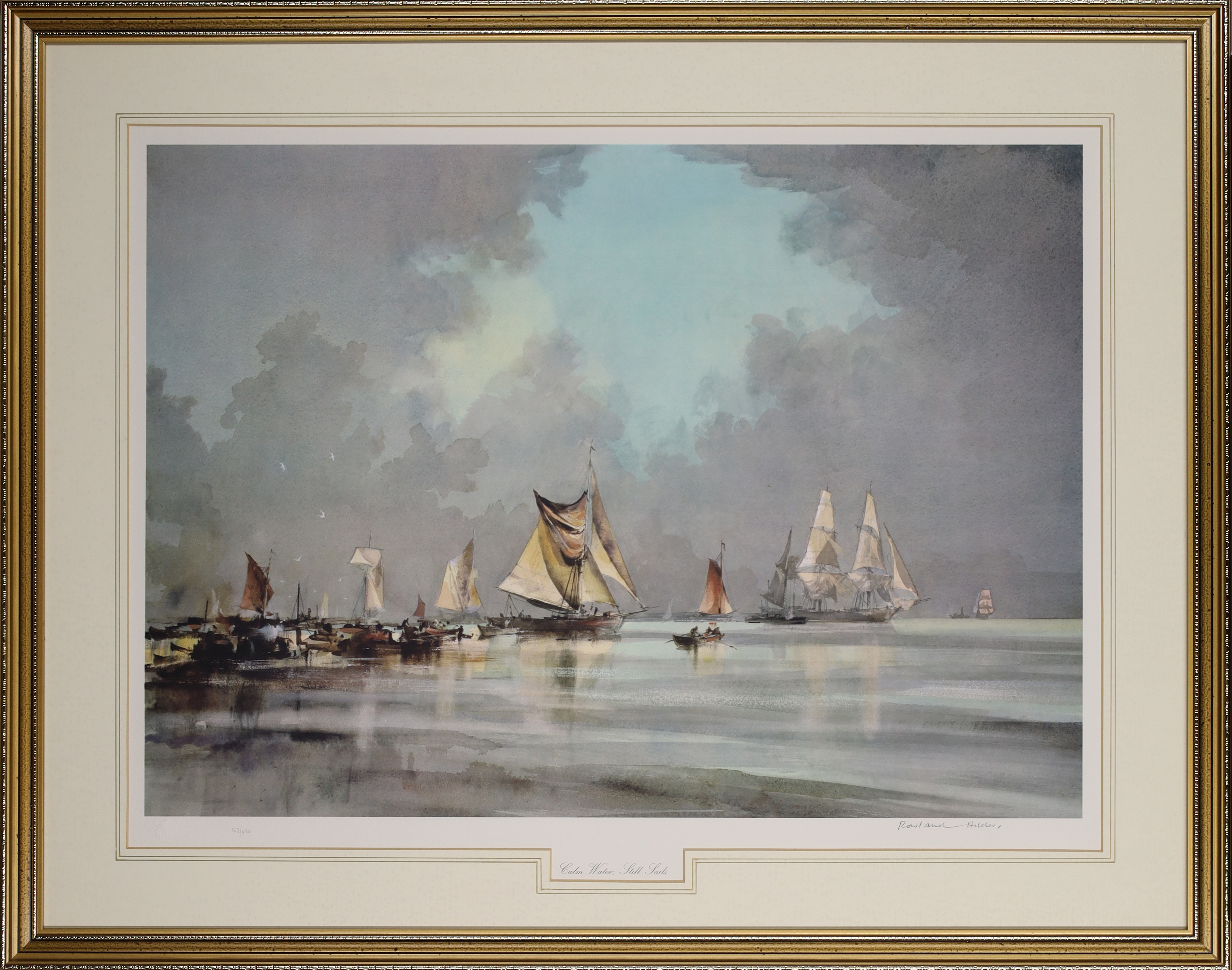 Peter J. Ashmore,  British 20th century -  Dutch Fishing Boats Off Shore;  watercolour on paper... - Image 4 of 4