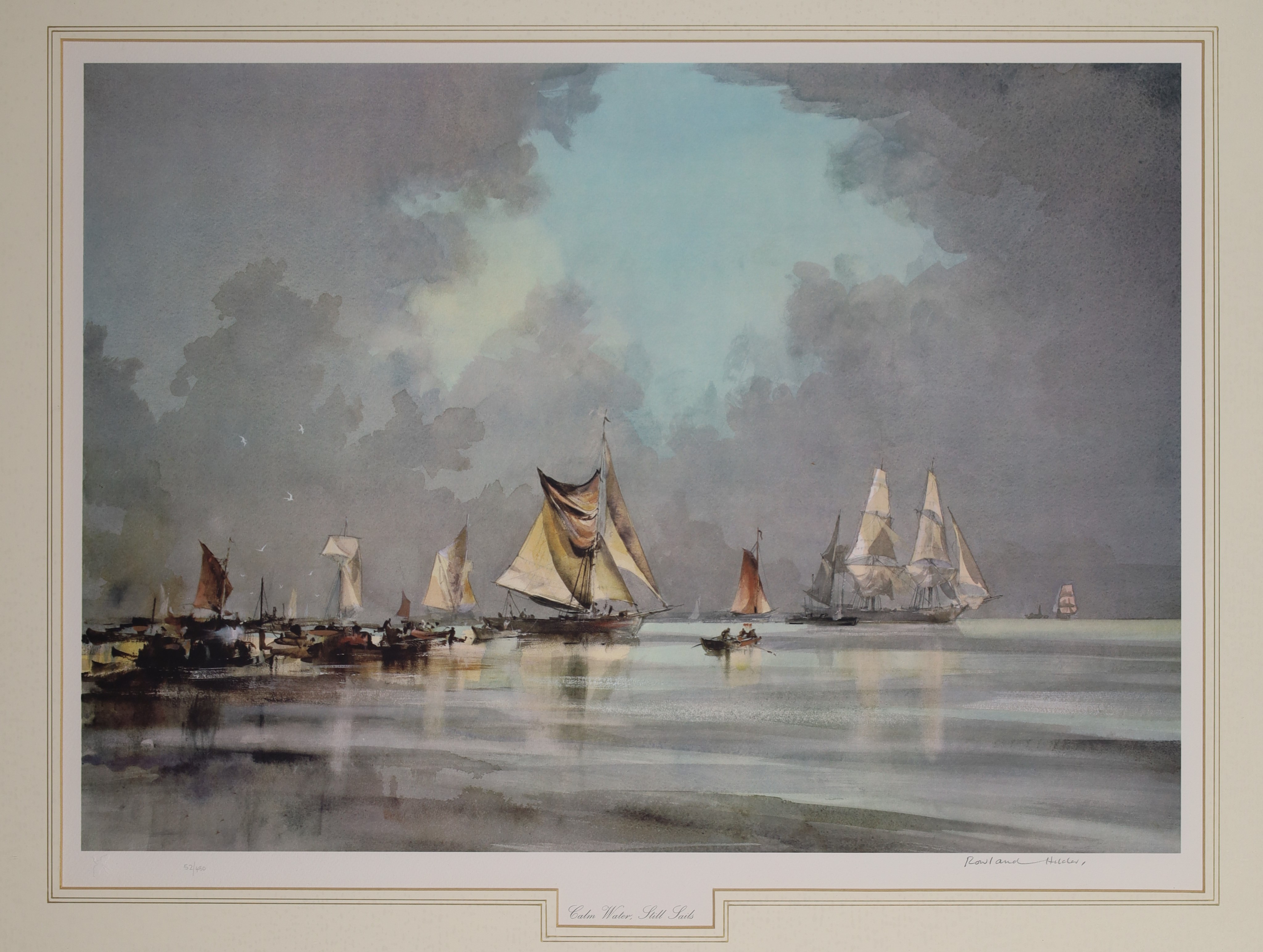 Peter J. Ashmore,  British 20th century -  Dutch Fishing Boats Off Shore;  watercolour on paper... - Image 3 of 4