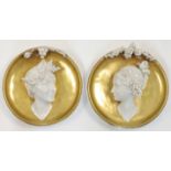 Giuseppe Cappé, Italian, 1921-2008, a pair of Capodimonte porcelain circular roundel busts of Bac...