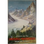 After Eugène Bourgeois, French 1855-1909, Chamonix- Montenvers / 'Mer de Glace' (poster);  offs...