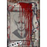 Gary Cartwright,  British b.1953 -  Killer, 2001;  collage with pencil, paint, rope, carpet and...