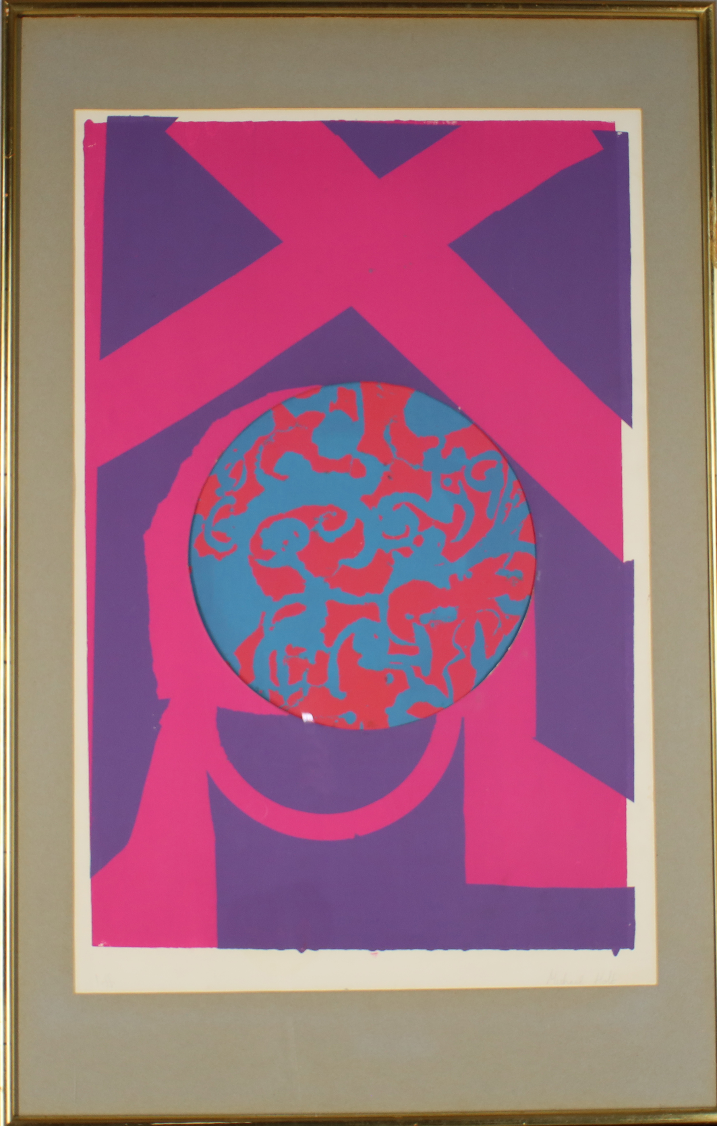 Michael Holt,British, mid-late 20th centuryUntitled;screenprint and collage in colours,signed and...