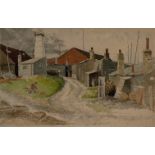 Ernest Eric Newton,  British 1901-1970-  The Oyster Sheds, Whitstable;  watercolour and charcoa...