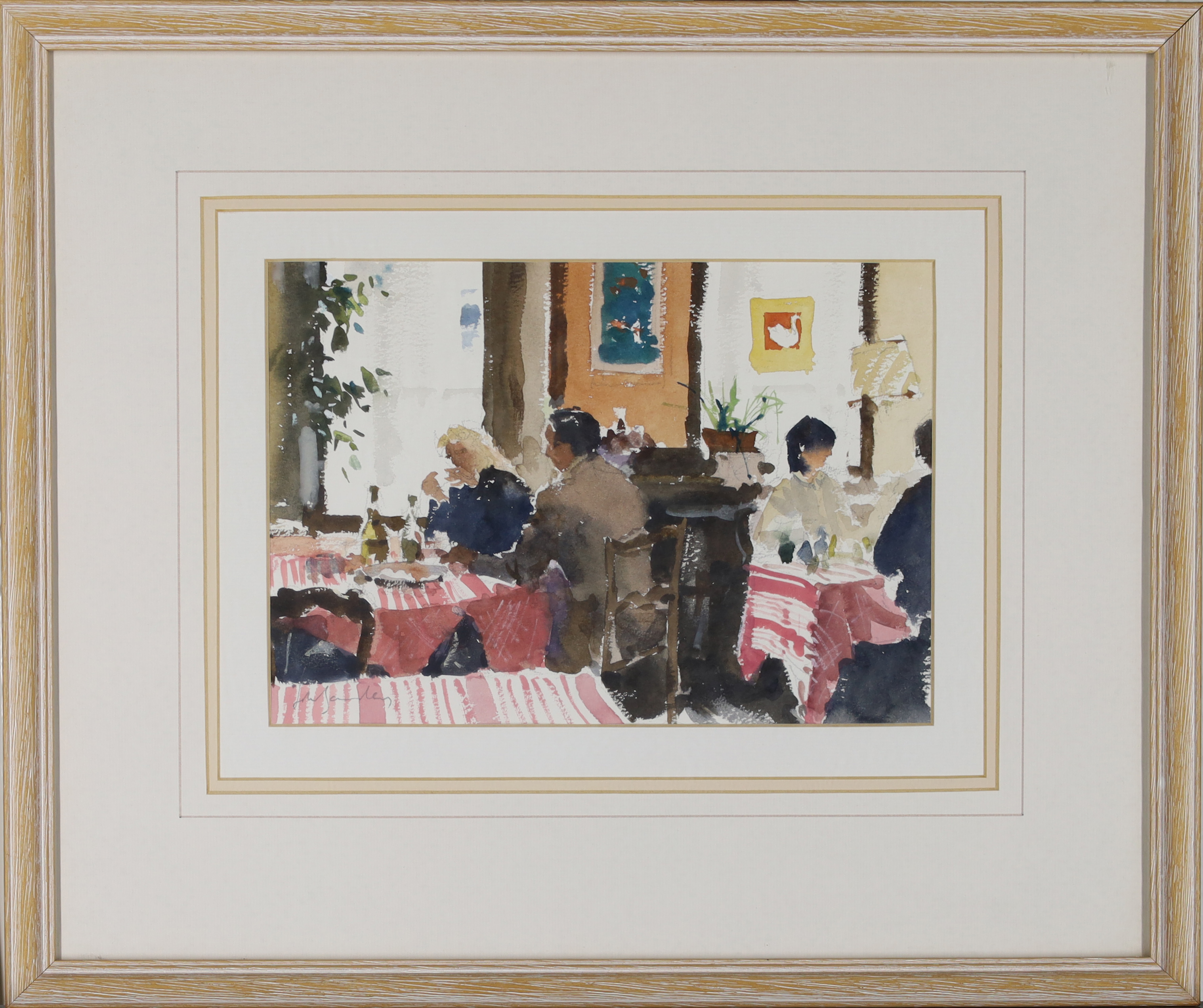 John Yardley,  British b. 1933 -  A Boulogne Cafe;  watercolour on paper, signed lower left 'Jo... - Image 2 of 2