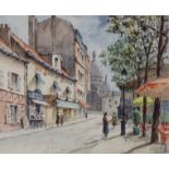 European school,  20th century -  Parisian street scene;  watercolour on paper, signed indistin...
