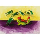 George Him, Polish/British 1900-1982 -  Artificial Cats Meet Mysterious Frogs; watercolour and ...
