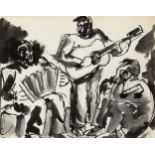 Josef Herman OBE RA, Polish/British 1911-2000 -  Making Music, c.1960-61;  pen and ink, wash an...