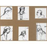 Ghisha Koenig, British 1921-1993 -   Six portraits of workers;  six felt-pen on paper drawings...