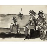 Josef Herman OBE RA, Polish/British 1911-2000 -  Fisherman with Family, 1961-62;  pen and ink, ...