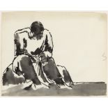 Josef Herman OBE RA, Polish/British 1911-2000 -  Mending the Nets, 1959-60;  ink, wash and penc...