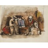 Josef Herman OBE RA, Polish/British 1911-2000 -  Refugees: Three Figures and Child, Glasgow, 194...