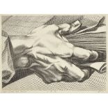 Jean Charles François,  French 1717-1769-  Study of a hand holding sheets of paper;  copper eng...