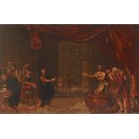 Circle of Jacques-Louis David,  French 1748-1825-  The Death of Seneca;  oil on panel, 85 x 132...