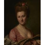 Circle of Joseph Wright of Derby, ARA,  British 1734-1797-  Portrait of a lady, bust-length, wea...