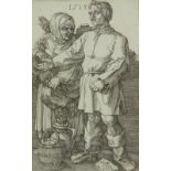 Albrecht Dürer,  German 1471-1528-  The Peasant Couple at Market;  engraving on laid paper, sig...