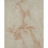 Manner of Domenico Beccafumi,  Italian, 17th century-  Study of a figure in profile, one hand ou...