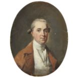 Henry Walton,  British 1746-1813-  Two Portraits of Gentlemen;  the first oil on iron, the seco...