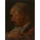 After Giovanni Battista Piazzetta,  Italian 1682-1754-  Head of an old man in a white skull cap ...