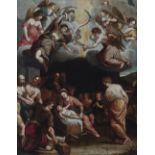 Follower of Hans Johann Rottenhammer the Elder,  German 1564-1625-  The Adoration of the Shepher...