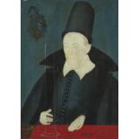 Manner of Petrus Christus,  18th century and later-  Portrait of a man, possibly an alchemist, b...