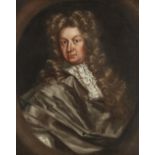 Follower of Sir Godfrey Kneller,  English 1646-1723-  Portrait of a gentleman, bust-length, wear...