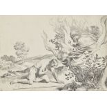 Claude Mellan,  French 1598-1688-  God appearing to Moses in the burning bush; and Allegory in H...