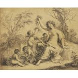 After Francesco Bartolozzi, RA,  Italian 1727-1815-  Flora and four putti;  pen and black ink o...