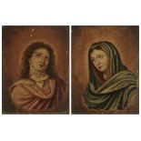 French School,  early 19th century-  The Virgin Mary; and Gabriel;  each oil on panel, each bea...