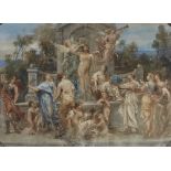 François Lafon,  French 1846-1945-  Apollo and The Muses on Parnassus;  oil on canvas, signed a...