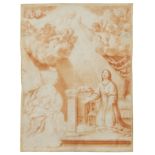 After Francesco Albani,  Italian 1578-1660-  The Annunciation;  red chalk on vellum, bears insc...