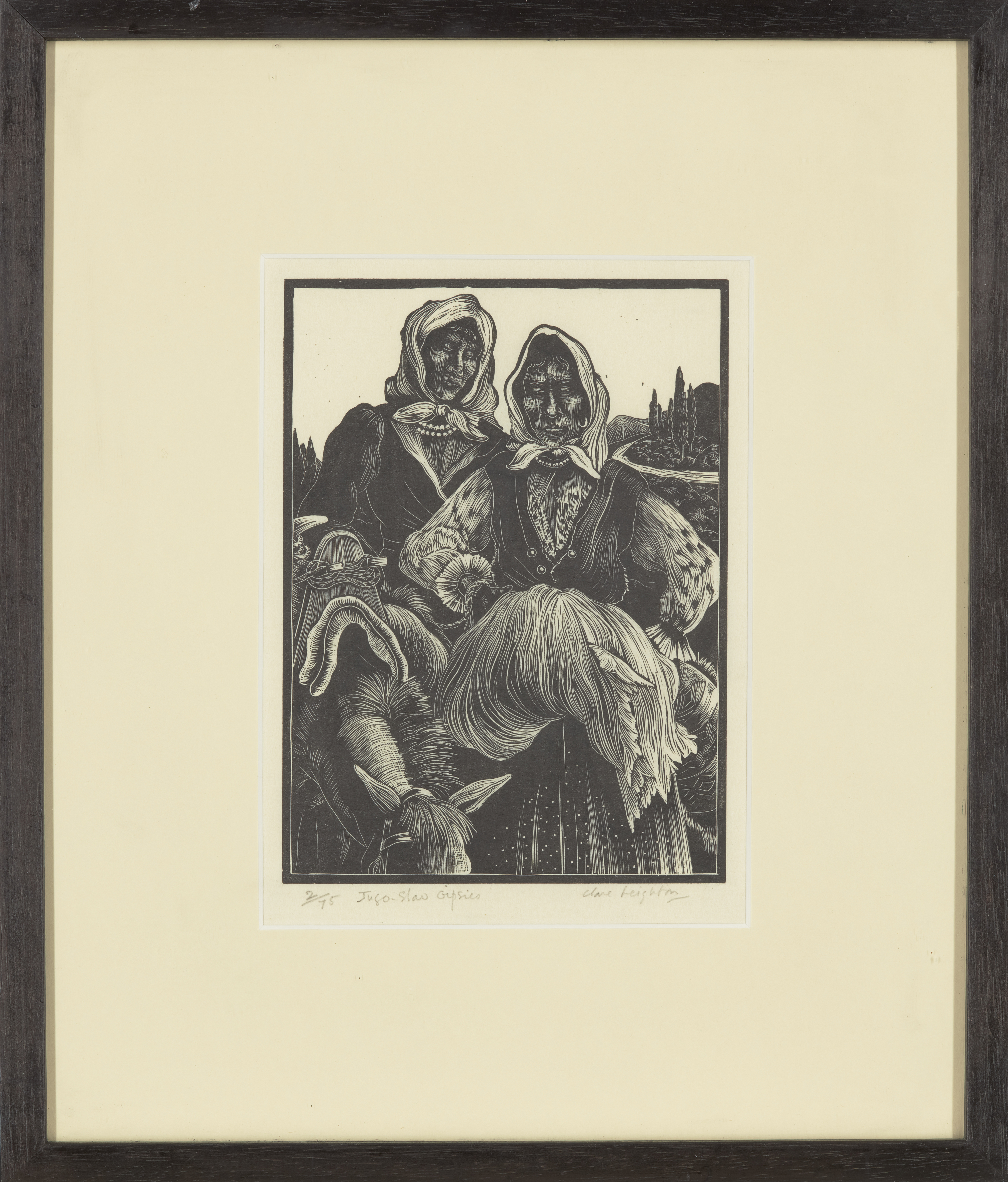 Clare Leighton, British 1898-1989, Jugoslav Gypsies; woodcut on wove, signed, titled, and num... - Image 2 of 2