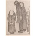 Laurence Stephen Lowry RBA RA, British 1887-1976, Family Discussion, 1968; lithograph in black ...
