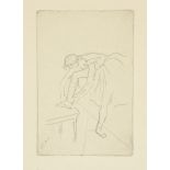 Edgar Degas, French 1834-1917, Danseuse mettant son Chausson, c. 1892; etching on wove, the sec...