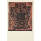 After Pablo Picasso, Spanish 1881-1973, Exposition Céramique Vallauris, 1959; linocut in black...