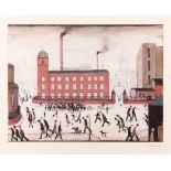 Laurence Stephen Lowry RBA RA, British 1887-1976, Mill Scene; offset lithograph in colours on w...