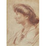 Augustus John OM RA,  British 1878-1961 -  Portrait of Caroline Pym, 1904;  red chalk on paper,...