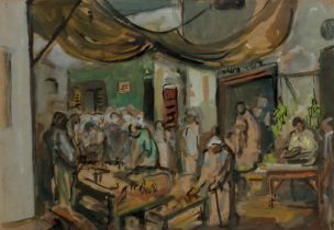 Aharon Avni,  Ukranian/Israeli 1906-1951 -  Market scene;  gouache and watercolour on paper, si...