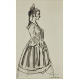 Dame Laura Knight DBE RA RWS,  British 1877-1970 -  Study of 'Le Tricorné';  pencil on paper, s...