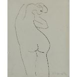 Roger Hilton,  British 1911-1975 -  Nude study, 1973;  ink on paper, signed with initials and d...