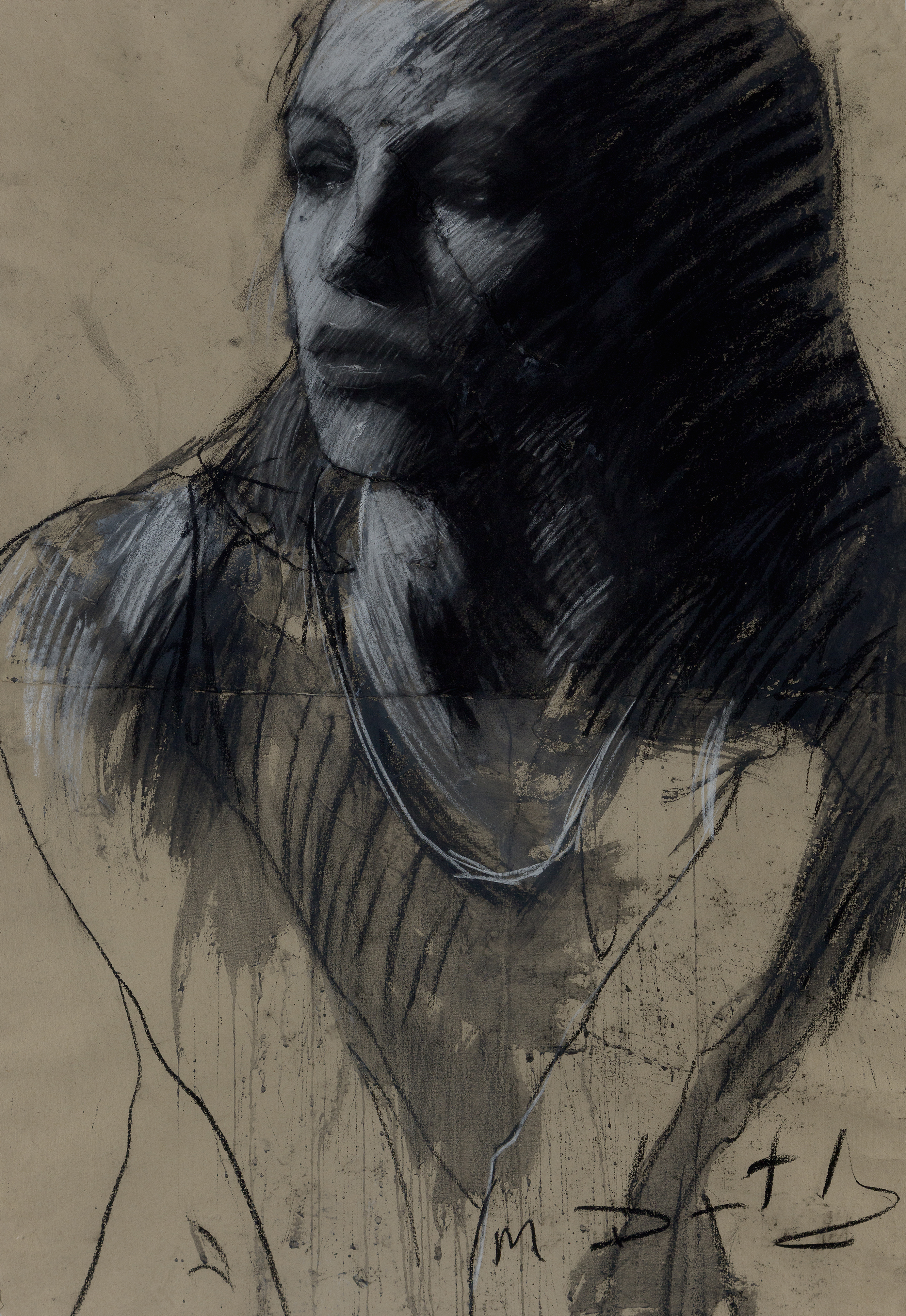 Mark Demsteader,  British b.1963 -  Female figure;  gouache and charcoal on paper, signed with ...