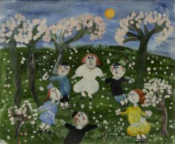 Dora Holzhandler,  British 1928-2015 -  Children in Bilgory, 1992;  gouache on paper, signed an...