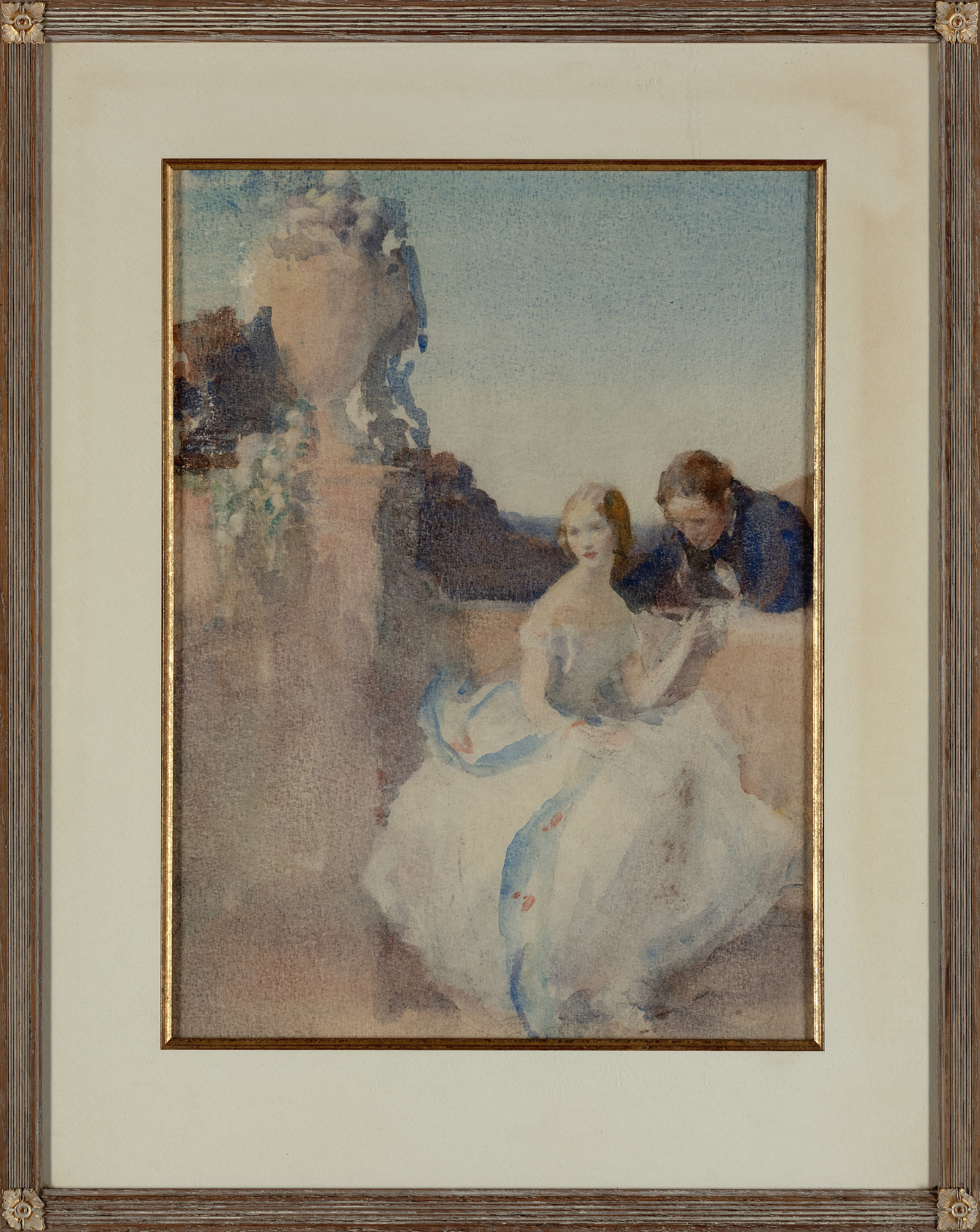 Walter Ernest Webster,  British 1878-1959 -  Courtship scene;  watercolour on paper, 45 x 33.5 cm - Image 2 of 3