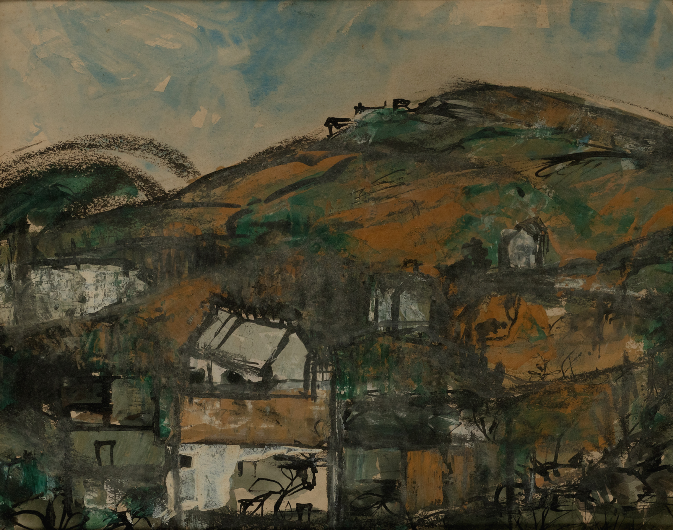 Gwilym Prichard, Welsh 1931-2015 -  Welsh landscape;  gouache on paper, signed lower right 'Gwi...
