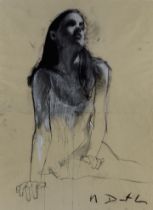 Mark Demsteader,  British b.1963 -  Georgina I, 2007;  charcoal and chalk on adjoined sheets of...